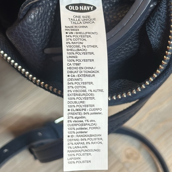 NWOT Old Navy Striped Blue/White Fabric & Blue Faux Suede Crossbody - Picture 16 of 16